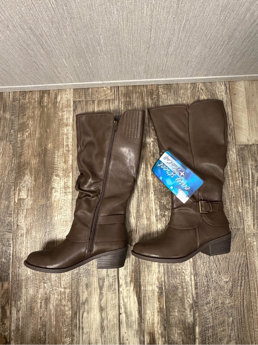 easy street Brown Tall Buckle Riding Boots Size 7 Wide Calf - Picture 3 of 16
